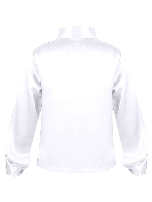 Kids Boys Glittery Sequin Long Sleeve Latin Dance Shirt thumb