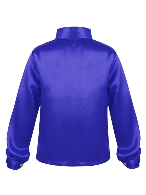 Kids Boys Glittery Sequin Long Sleeve Latin Dance Shirt thumb