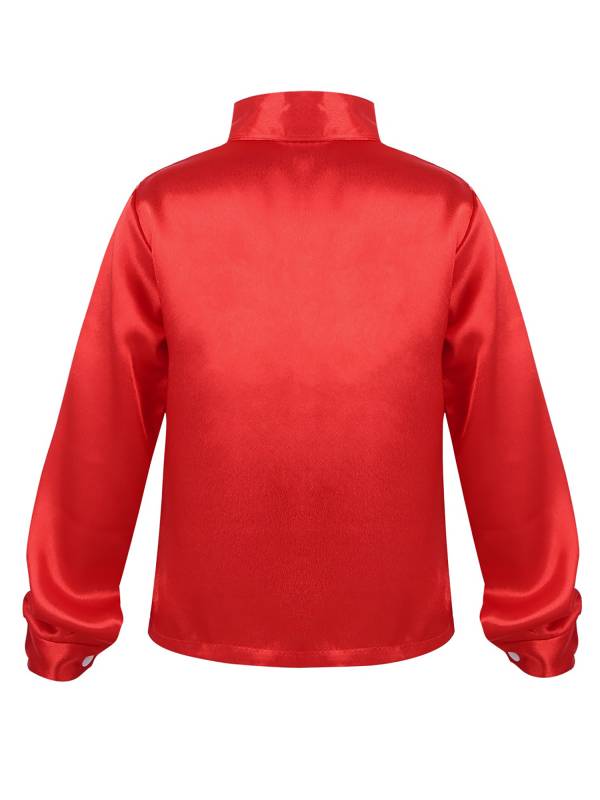 Kids Boys Glittery Sequin Long Sleeve Latin Dance Shirt thumb