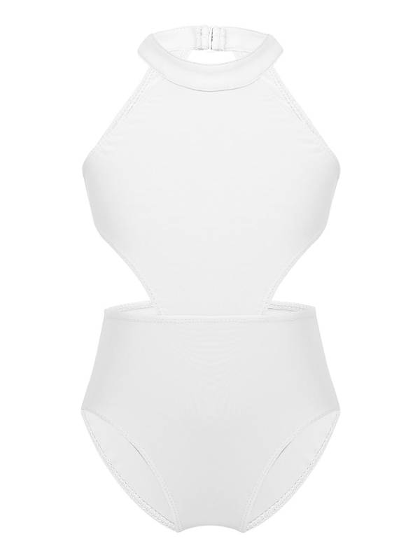 Kids Girls Halter Neckline Sleeveless Cutouts Backless Ballet Leotard thumb
