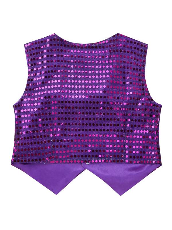 Kids Boys Glittery Sequin Jazz Dance Vest Waistcoat thumb
