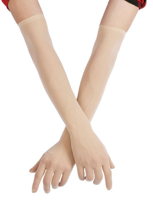 Women 1 Pair See Through Full Finger Long Gloves for Sun Protection thumb
