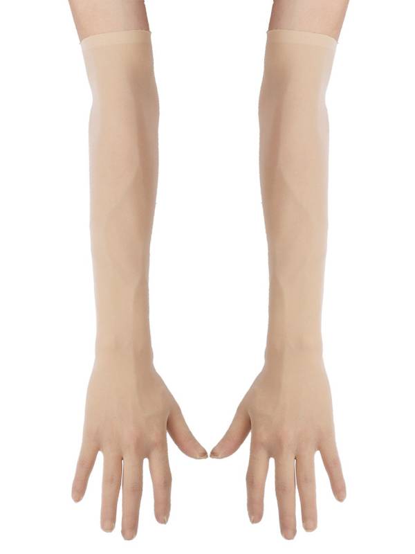 Women 1 Pair See Through Full Finger Long Gloves for Sun Protection thumb