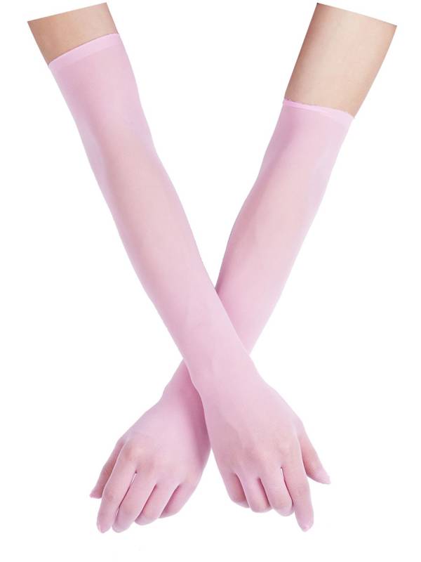 Women 1 Pair See Through Full Finger Long Gloves for Sun Protection thumb
