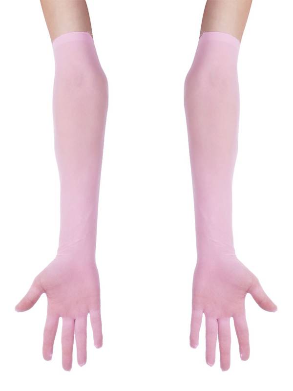 Women 1 Pair See Through Full Finger Long Gloves for Sun Protection thumb