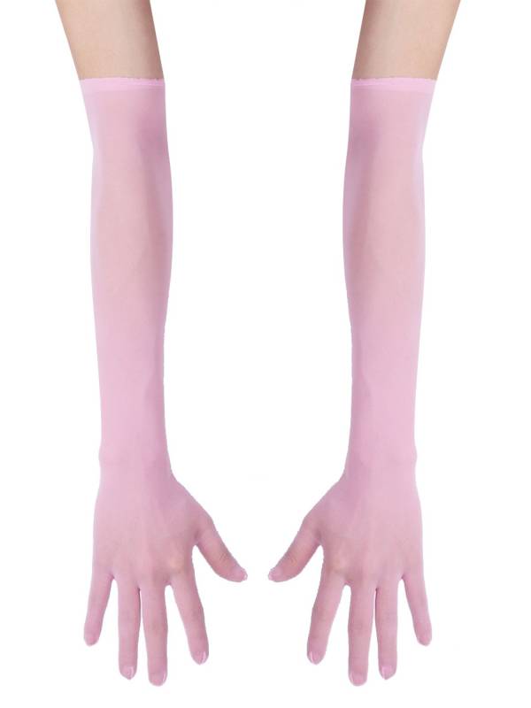 Women 1 Pair See Through Full Finger Long Gloves for Sun Protection thumb