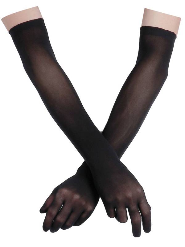 Women 1 Pair See Through Full Finger Long Gloves for Sun Protection thumb