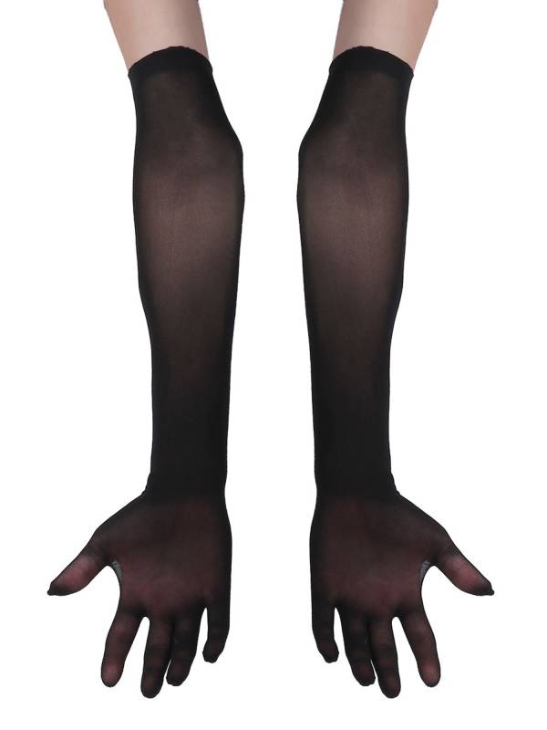 Women 1 Pair See Through Full Finger Long Gloves for Sun Protection thumb