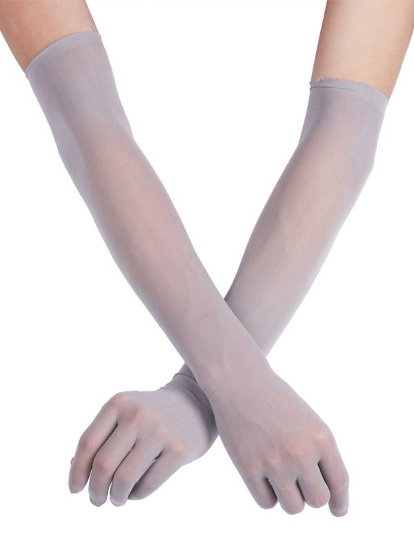 Women 1 Pair See Through Full Finger Long Gloves for Sun Protection thumb