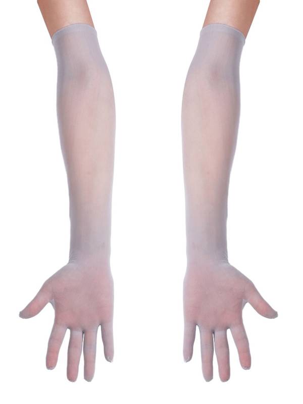 Women 1 Pair See Through Full Finger Long Gloves for Sun Protection thumb
