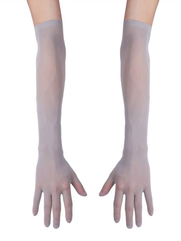 Women 1 Pair See Through Full Finger Long Gloves for Sun Protection thumb
