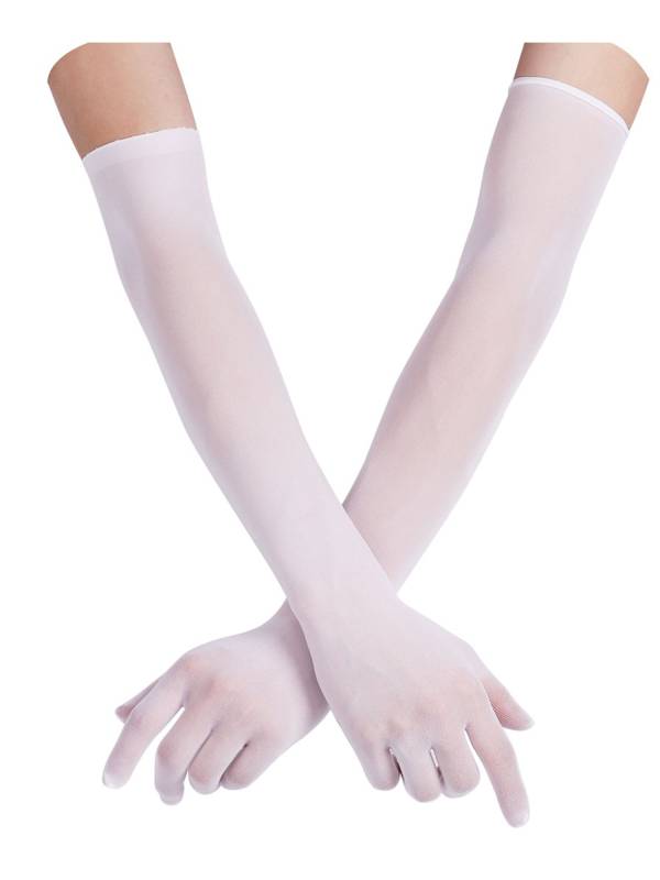 Women 1 Pair See Through Full Finger Long Gloves for Sun Protection thumb