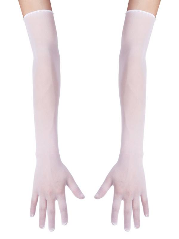 Women 1 Pair See Through Full Finger Long Gloves for Sun Protection thumb