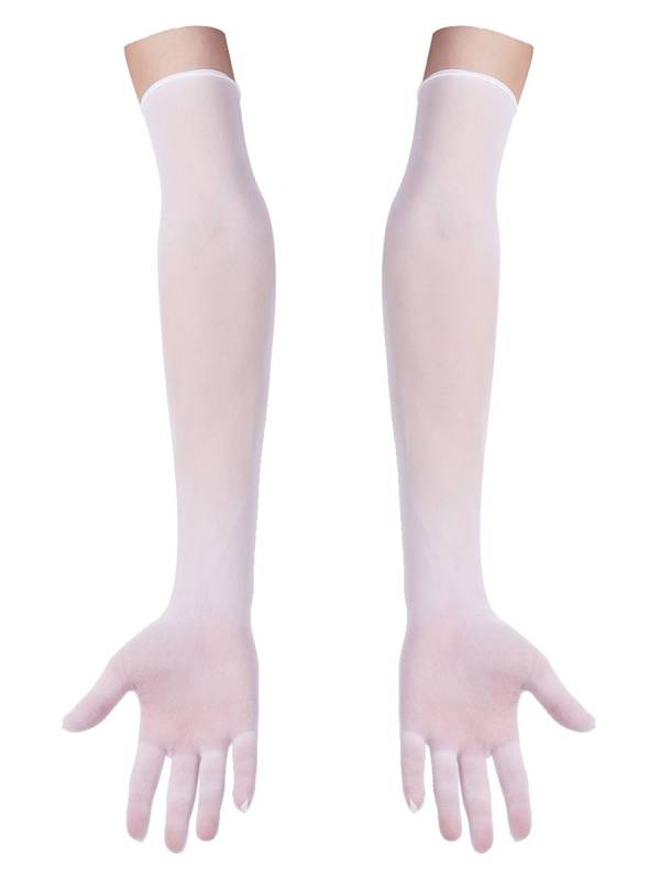 Women 1 Pair See Through Full Finger Long Gloves for Sun Protection thumb