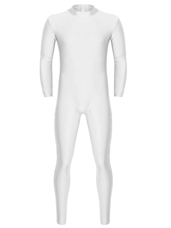 Men One Piece Long Sleeve Slim Fit Solid Gymnastics Unitard thumb