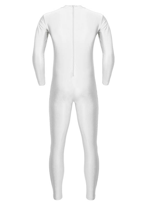 Men One Piece Long Sleeve Slim Fit Solid Gymnastics Unitard thumb