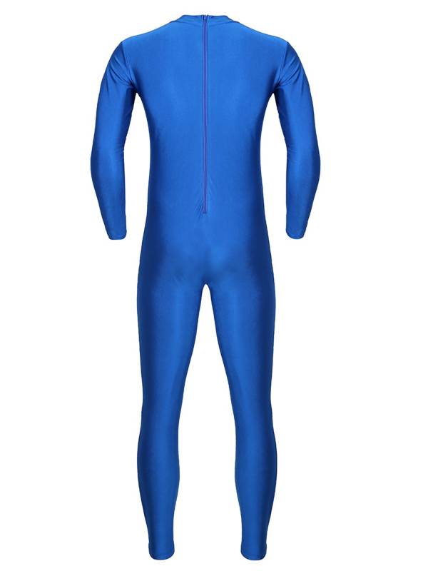 Men One Piece Long Sleeve Slim Fit Solid Gymnastics Unitard thumb