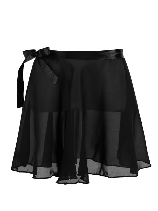 Girls Solid Color Chiffon Pull-On Ballet Dance Mini Skirt thumb
