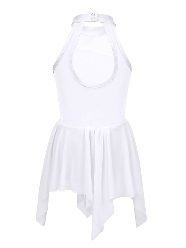 Kids Girls Sleeveless Sequins Leotard Dress for Lyrical Dance thumb