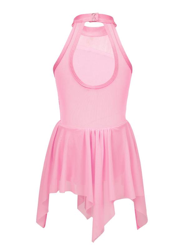 Kids Girls Sleeveless Sequins Leotard Dress for Lyrical Dance thumb