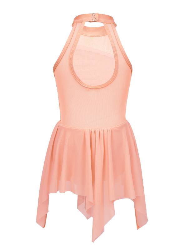 Kids Girls Sleeveless Sequins Leotard Dress for Lyrical Dance thumb