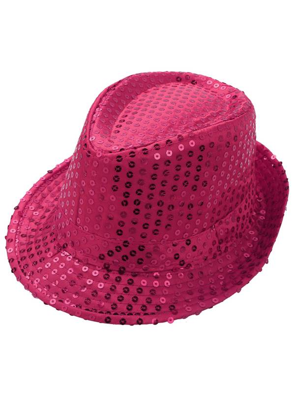 Kids Solid Sequins Fedora Hat for Party thumb