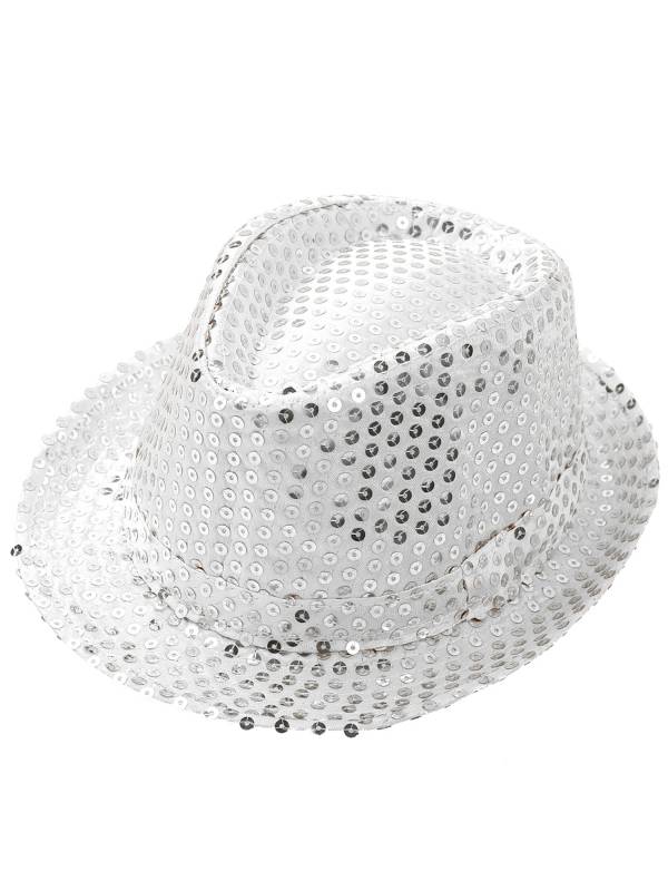 Kids Solid Sequins Fedora Hat for Party thumb