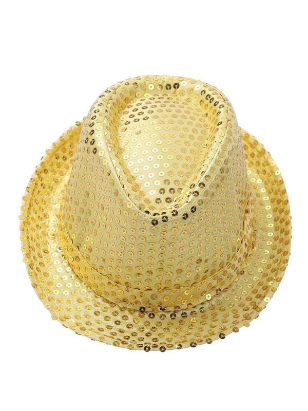 Kids Solid Sequins Fedora Hat for Party thumb