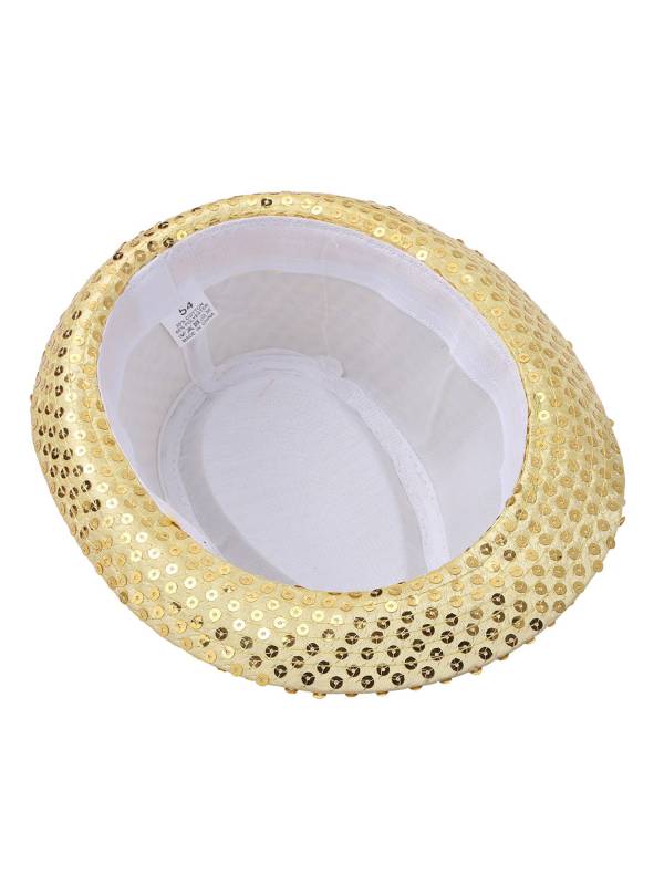 Kids Solid Sequins Fedora Hat for Party thumb
