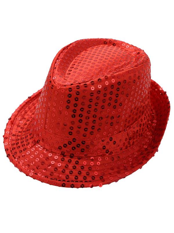 Kids Solid Sequins Fedora Hat for Party thumb