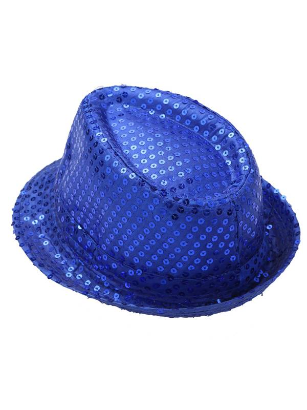 Kids Solid Sequins Fedora Hat for Party thumb