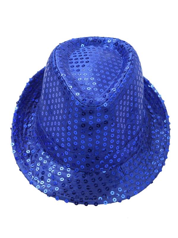 Kids Solid Sequins Fedora Hat for Party thumb