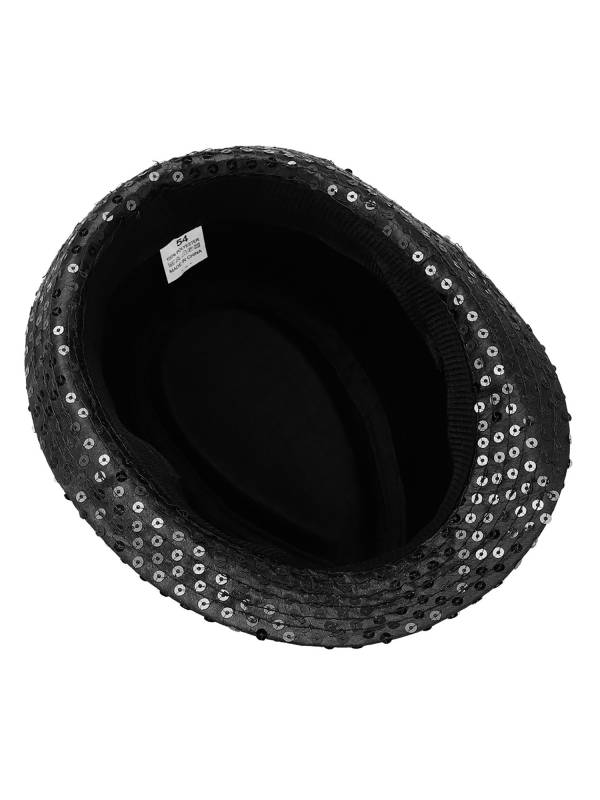 Kids Solid Sequins Fedora Hat for Party thumb