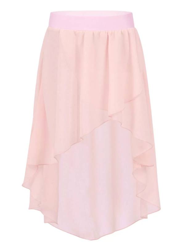 Kids Girls High-Low Chiffon Jazz Dance Studio Practice Skirt thumb