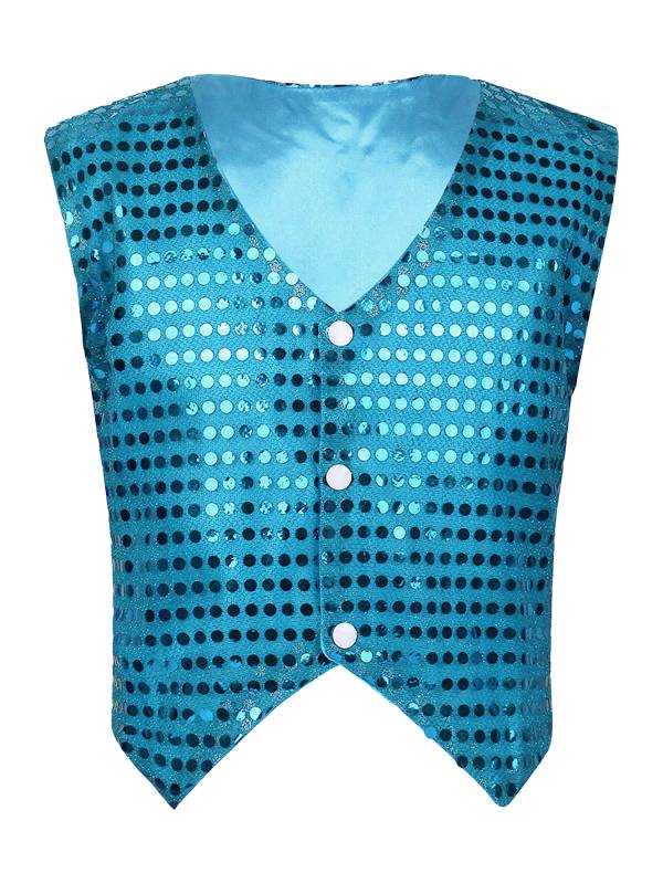 Kids Boys Glittery Sequin Jazz Dance Vest Waistcoat thumb