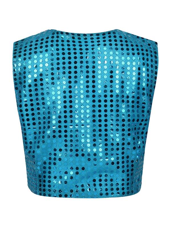 Kids Boys Glittery Sequin Jazz Dance Vest Waistcoat thumb