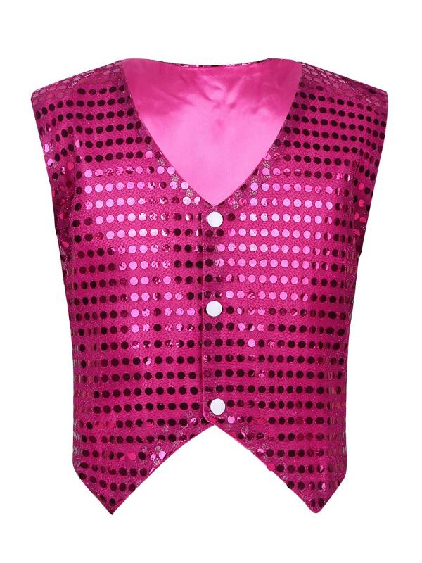Kids Boys Glittery Sequin Jazz Dance Vest Waistcoat thumb