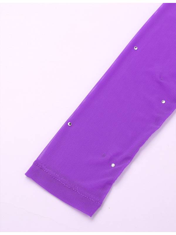 Kids Girls Long Sleeves Tulle Ice Skating Roller Skating Leotard Dress thumb