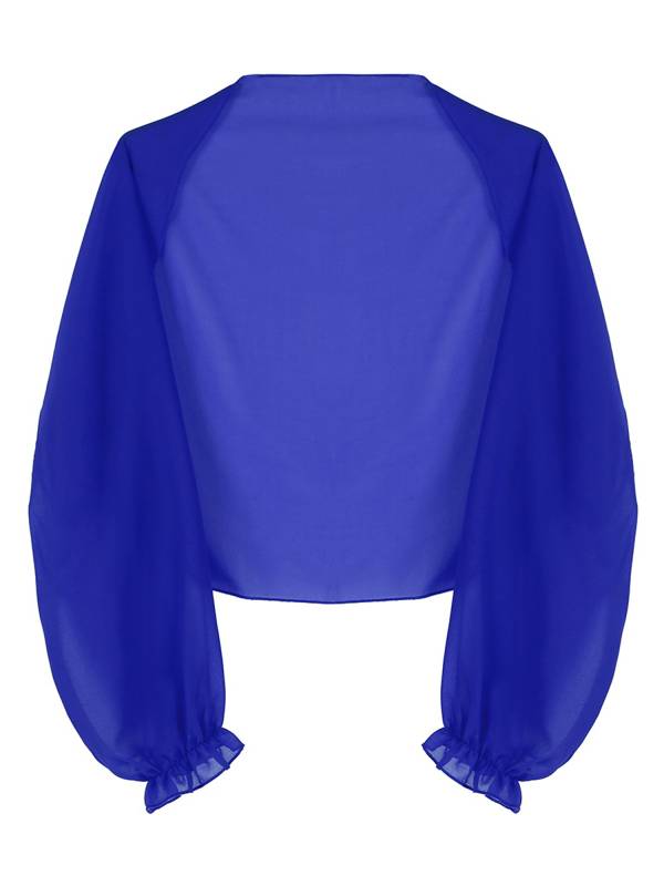 Women Sheer Chiffon Long Raglan Sleeve Open Front Kimono Cardigan thumb