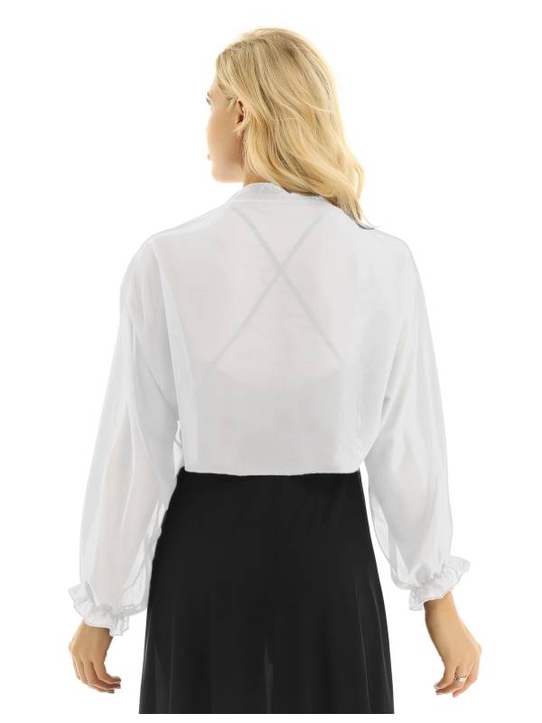 Women Sheer Chiffon Long Raglan Sleeve Open Front Kimono Cardigan thumb