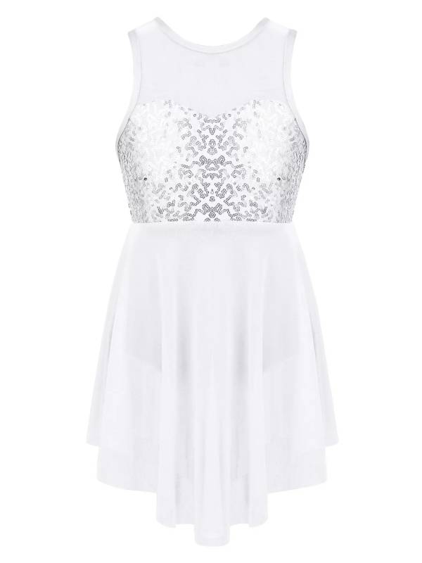 Kids Girls Sleeveless Illusion Sweetheart Sequin Lyrical Dance Dress thumb
