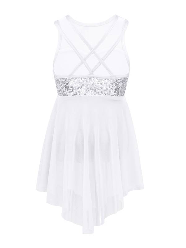 Kids Girls Sleeveless Illusion Sweetheart Sequin Lyrical Dance Dress thumb