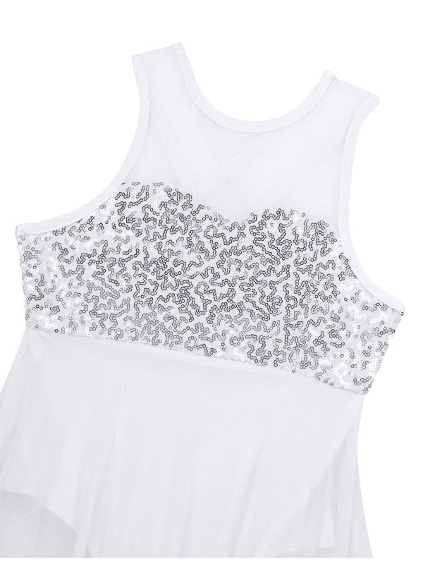 Kids Girls Sleeveless Illusion Sweetheart Sequin Lyrical Dance Dress thumb