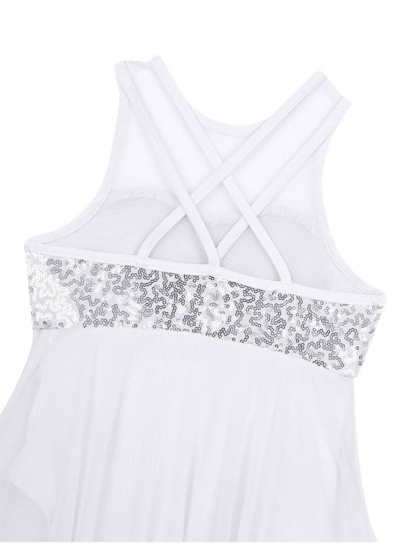 Kids Girls Sleeveless Illusion Sweetheart Sequin Lyrical Dance Dress thumb