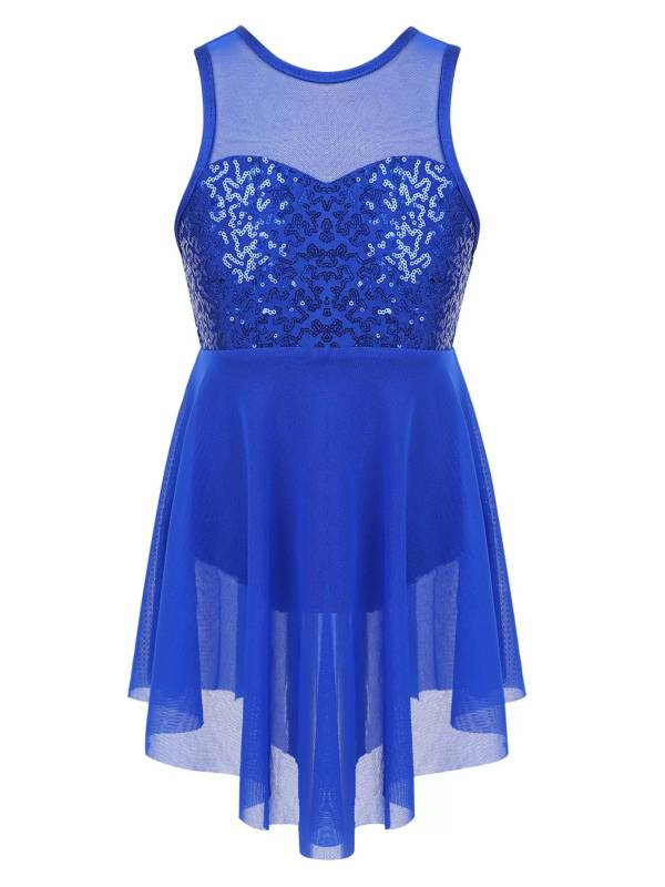Kids Girls Sleeveless Illusion Sweetheart Sequin Lyrical Dance Dress thumb