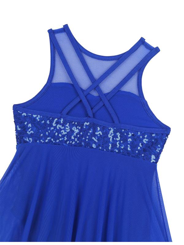 Kids Girls Sleeveless Illusion Sweetheart Sequin Lyrical Dance Dress thumb