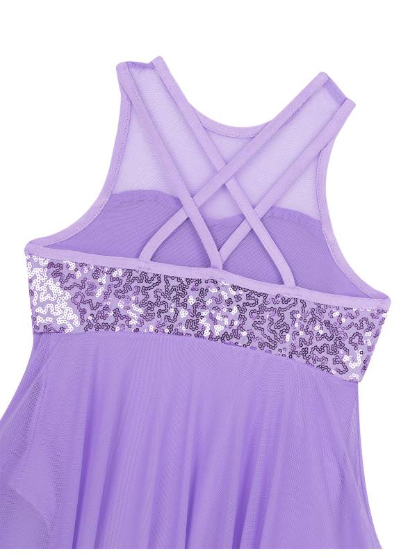 Kids Girls Sleeveless Illusion Sweetheart Sequin Lyrical Dance Dress thumb