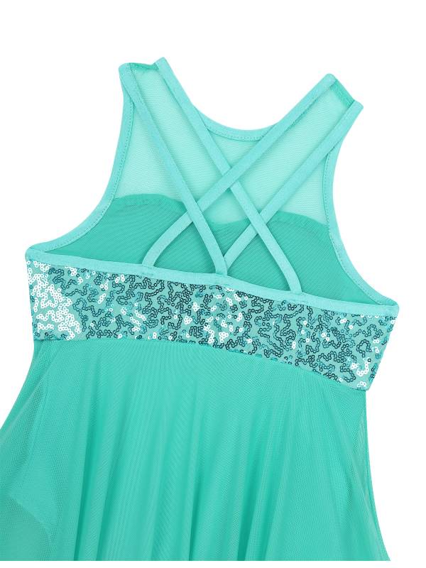 Kids Girls Sleeveless Illusion Sweetheart Sequin Lyrical Dance Dress thumb