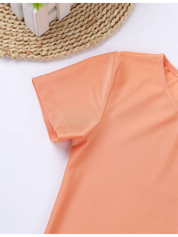 Kids Boys Girls Short Sleeves Solid Color Stretchy Gymnastics Unitard thumb