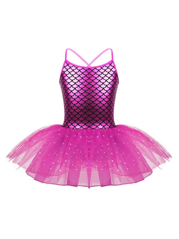 Kids Girls Glitter Mermaid Costume Ballet Dance Leotard Tutu Dress thumb